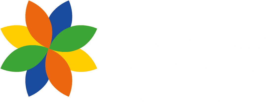 Pure Airconditioning Logo flower with text in white